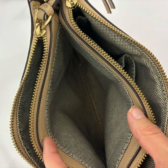 Vince Camuto Tan Leather Animal Print Crossbody Purse - Picture 9 of 11